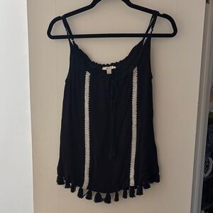 Ella Moss Black Camisole with Tassel Details